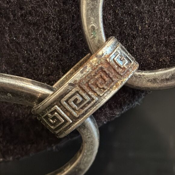 Green Key Long Chunky Distressed Silver Chain Statement Necklace - Picture 2 of 8